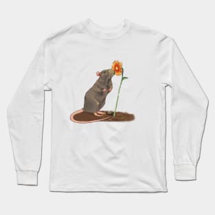 Rat with a flower Long Sleeve T-Shirt